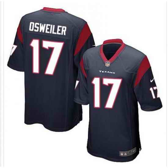 Nike Texans #17 Brock Osweiler Navy Blue Team Color Youth Stitched NFL Elite Jersey